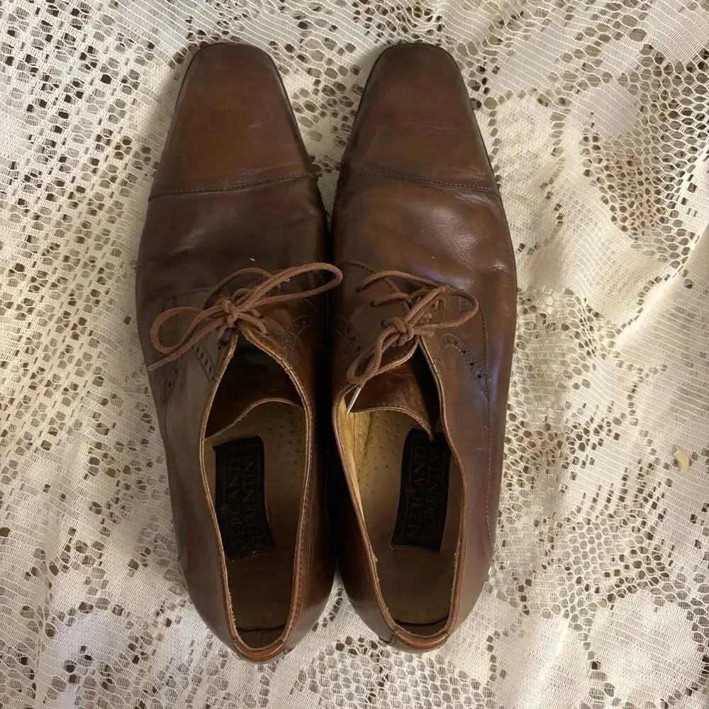Mercanti Fiorentini Men's US 10.5 M Brown Leather Oxfords Shoes